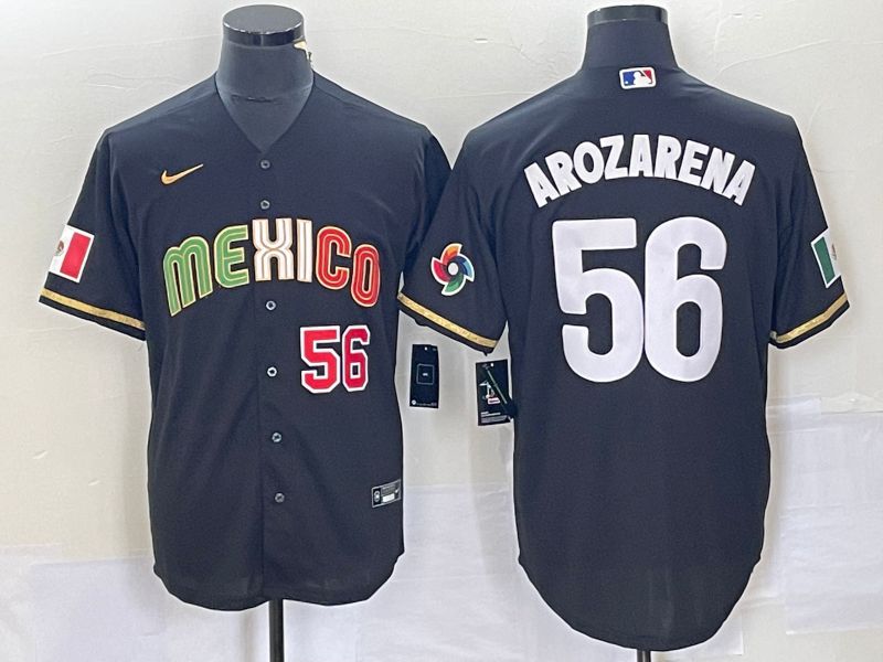 Men 2023 World Cub Mexico 56 Arozarena Black Nike MLB Jersey3